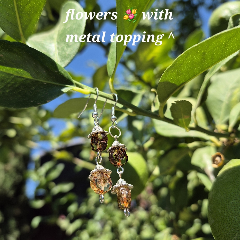 Elegant Floral Drop Earrings with Silver Accents